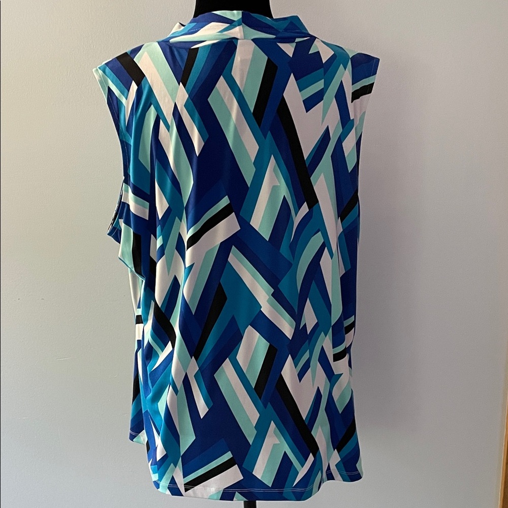 Calvin Klein Blue Geometric Women's Top - Picture 3 of 5